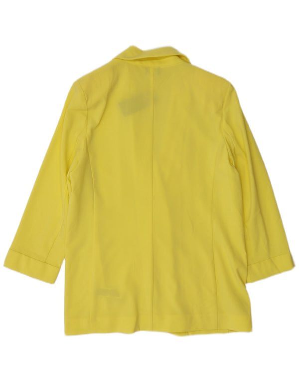 Marks & Spencer Womens 3/4 Sleeve Open Blazer Jacket UK 12 Medium Yellow