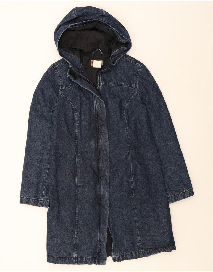 EXPLORER Womens Hooded Denim Coat UK 12 Medium Blue Cotton Vintage Explorer and Second-Hand Explorer from Messina Hembry 