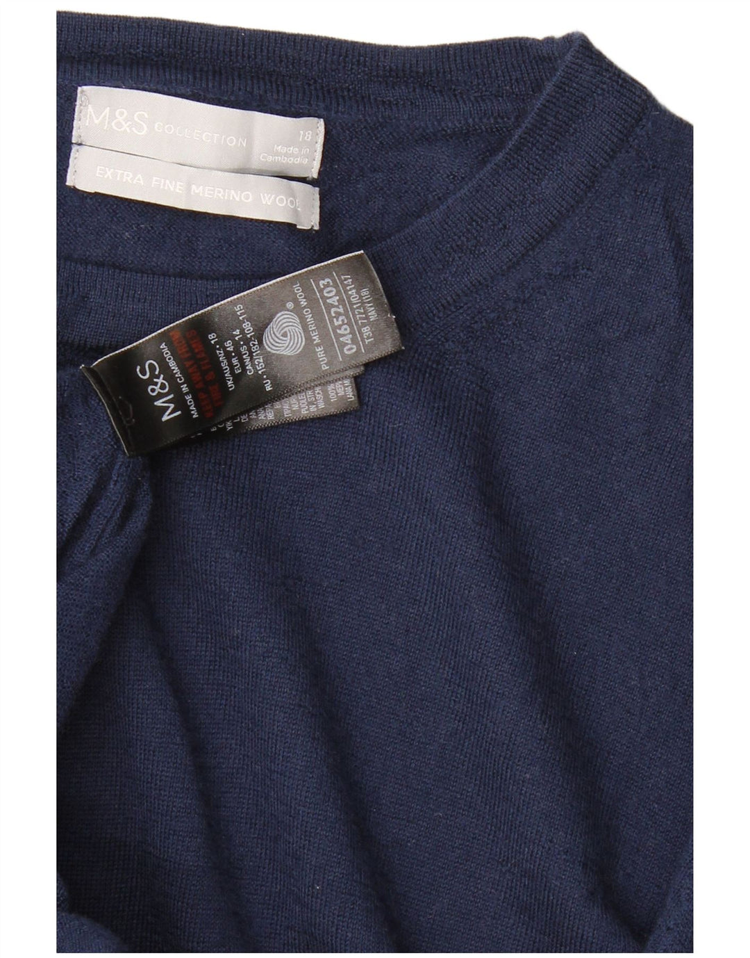 MARKS & SPENCER ženski džemper s veznim izrezom UK 18 XL tamnoplavi