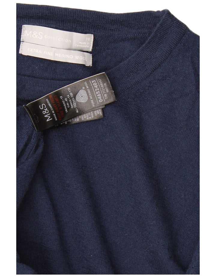 MARKS & SPENCER ženski džemper s veznim izrezom UK 18 XL tamnoplavi