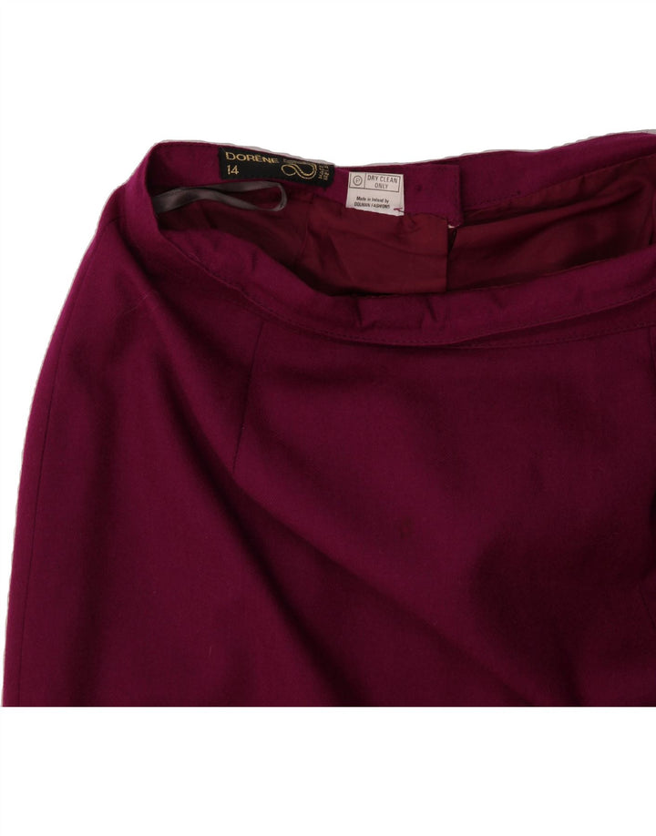 DORENE Womens Midi Skirt UK 14 Large W32  Pink Wool Vintage Dorene and Second-Hand Dorene from Messina Hembry 