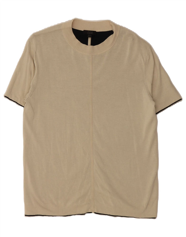 COS Womens T-Shirt Top UK 14 Medium Beige Cotton Vintage Cos and Second-Hand Cos from Messina Hembry 