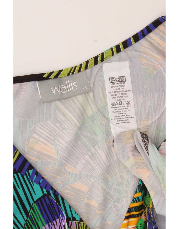 Wallis ženska asimetrična haljina UK 16 velika višebojna geometrijska haljina