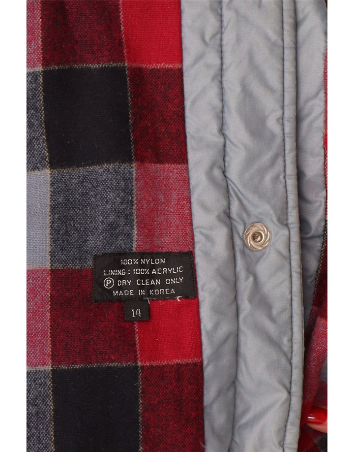 VINTAGE Womens Hooded Windbreaker Coat UK 14 Medium Grey Nylon