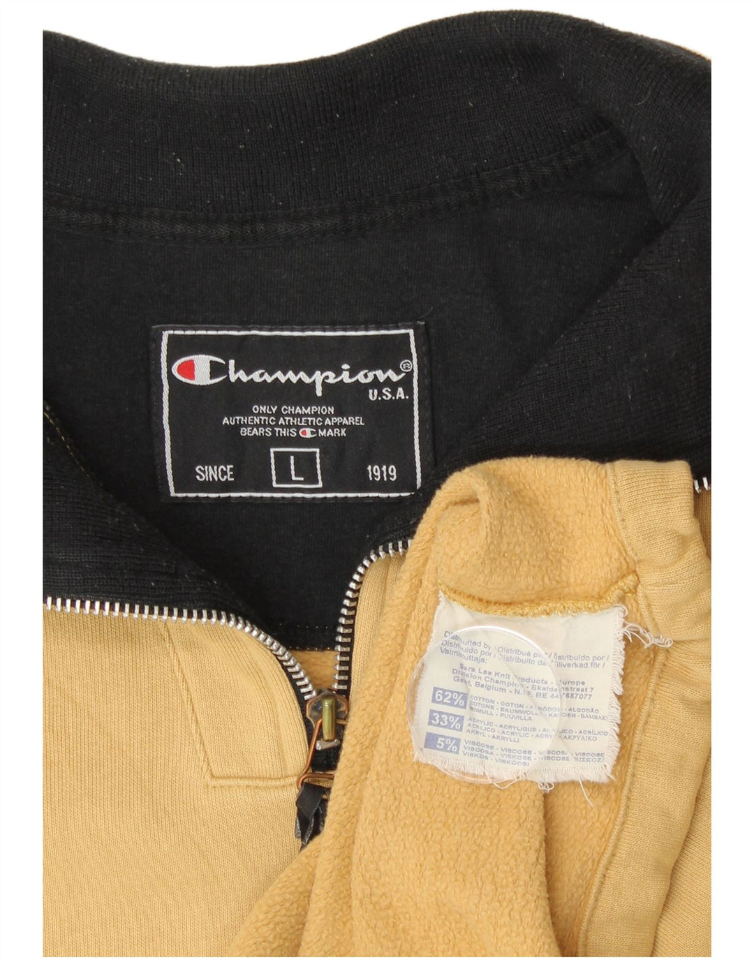 CHAMPION Muška majica s izrezom s patentnim zatvaračem, veliki pamuk, bež