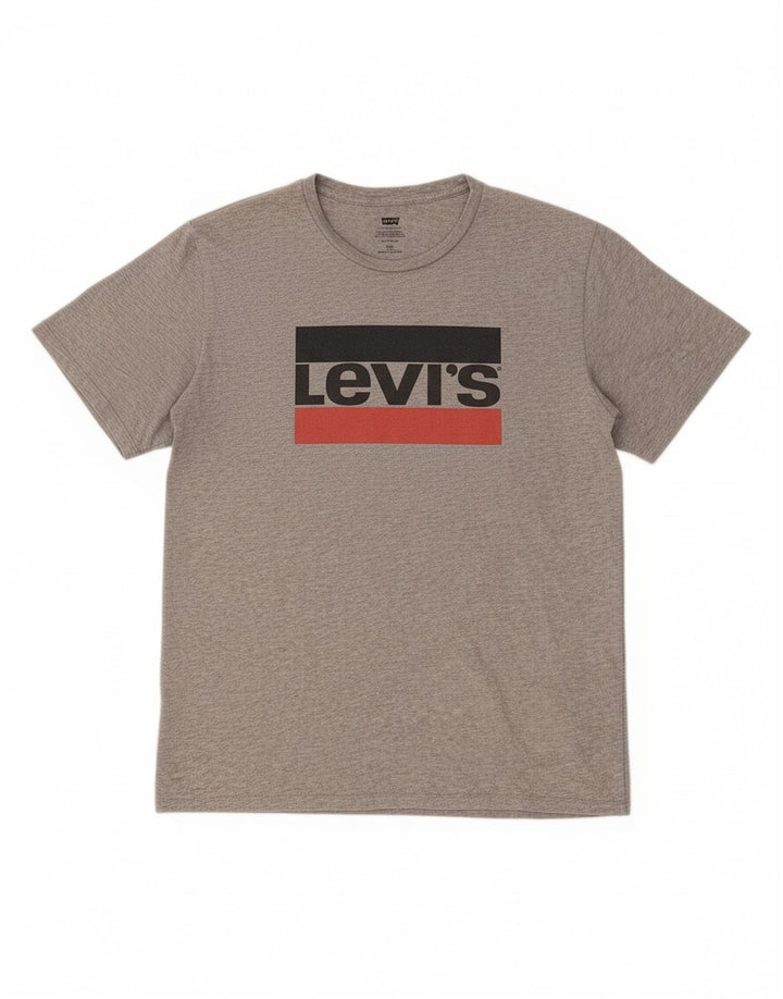LEVI'S Mens Graphic T-Shirt Top 2XL Grey Cotton
