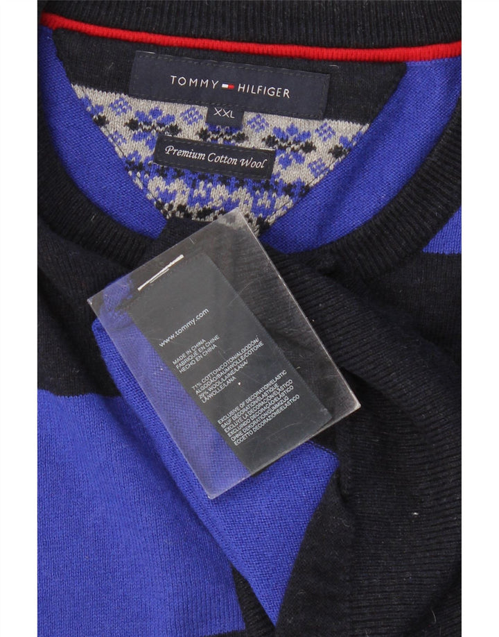 TOMMY HILFIGER Muški pulover s okruglim izrezom 2XL pamuk na crne pruge