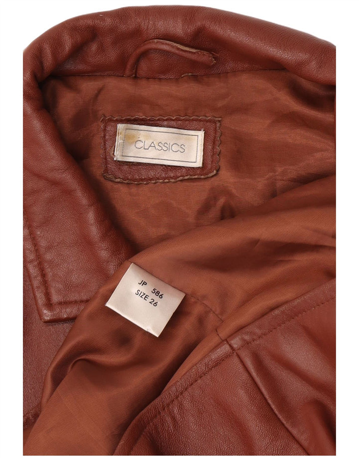 Classics Ženska kožna jakna sako s 3 gumba UK 26 5XL Smeđa koža