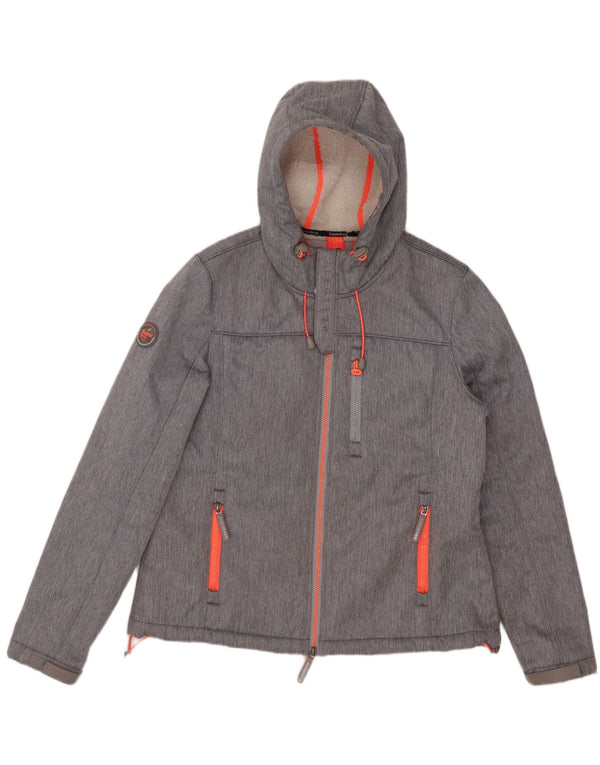 Superdry ženska jakna s kapuljačom UK 16 veliki sivi poliester