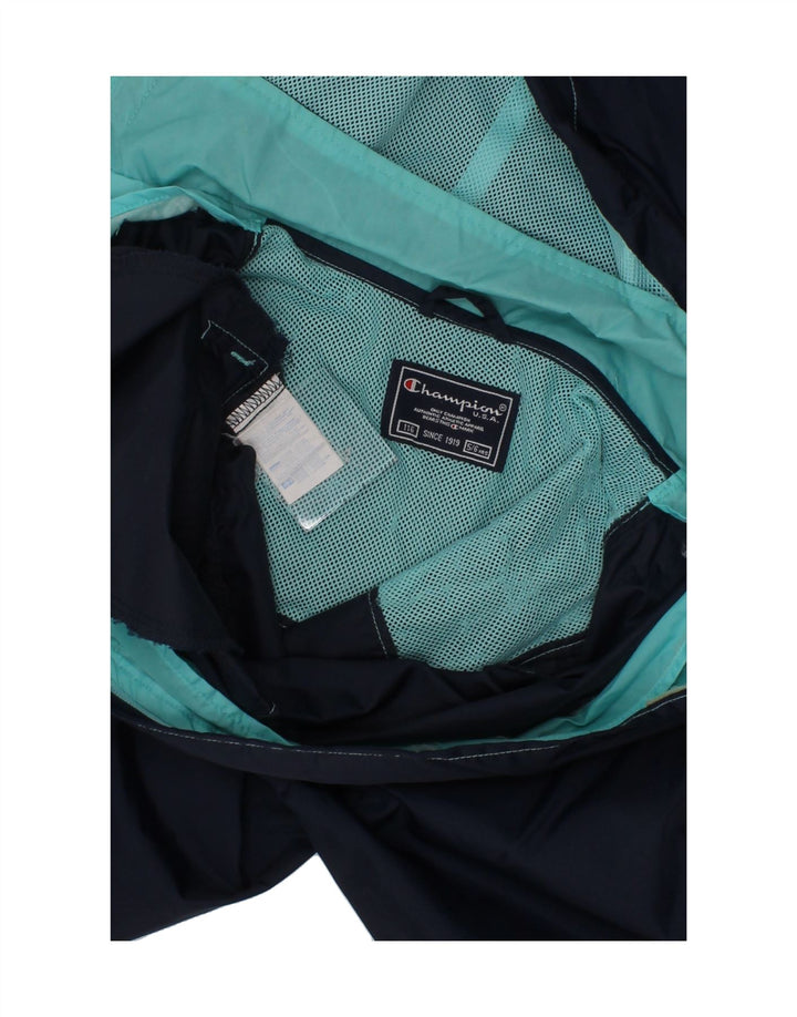 CHAMPION Boys Hooded Rain Jacket 5-6 Years Navy Blue Polyamide Vintage Champion and Second-Hand Champion from Messina Hembry 