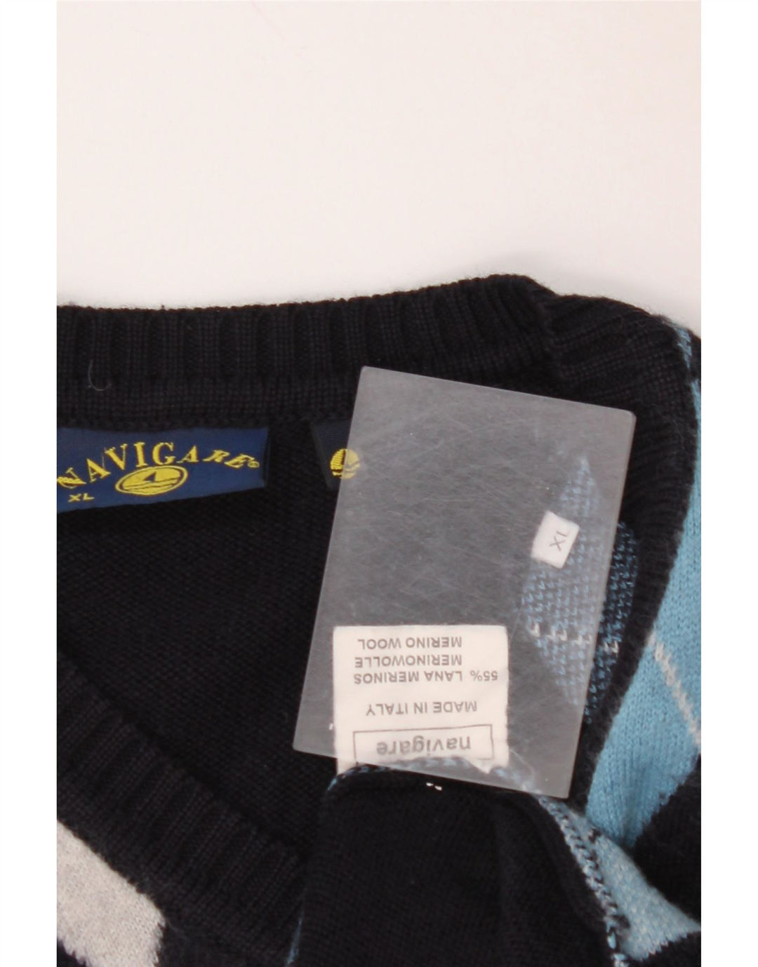 NAVIGARE muški džemper s V-izrezom XL tamnoplavi Argyle/Diamond