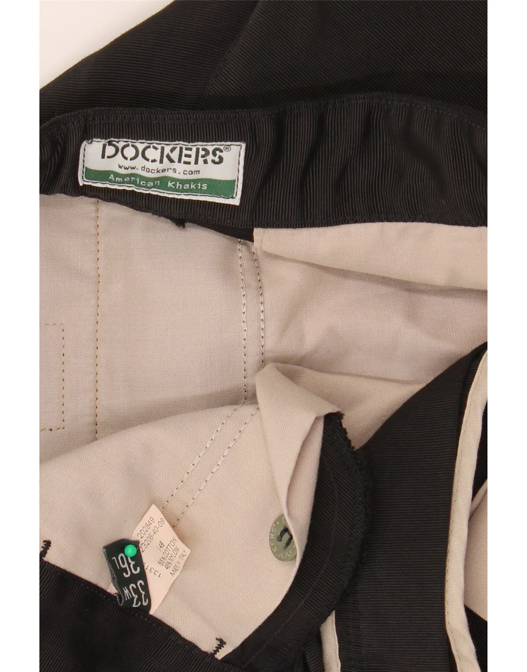 DOCKERS Muške ravne chino hlače kaki boje W33 L30 crni pamuk