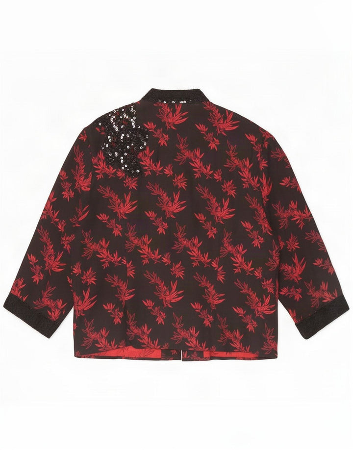 Monsoon ženska jakna s 5 gumba UK 16 Large Black Floral Silk