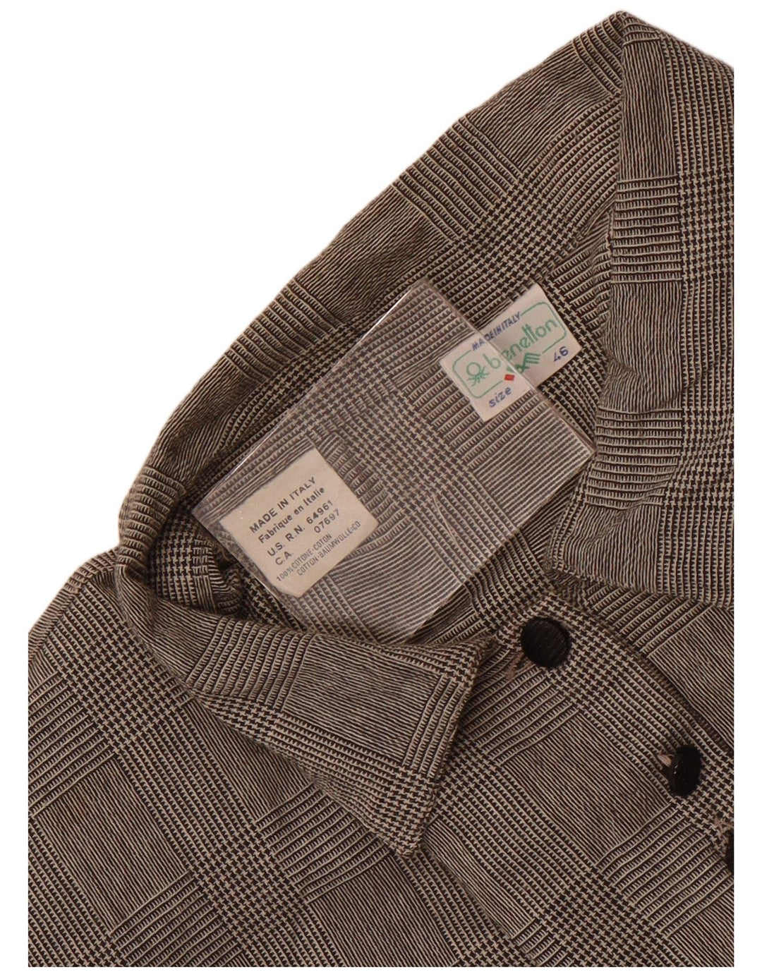 Benetton ženska košulja bluza IT 46 veliki sivi karirani pamuk