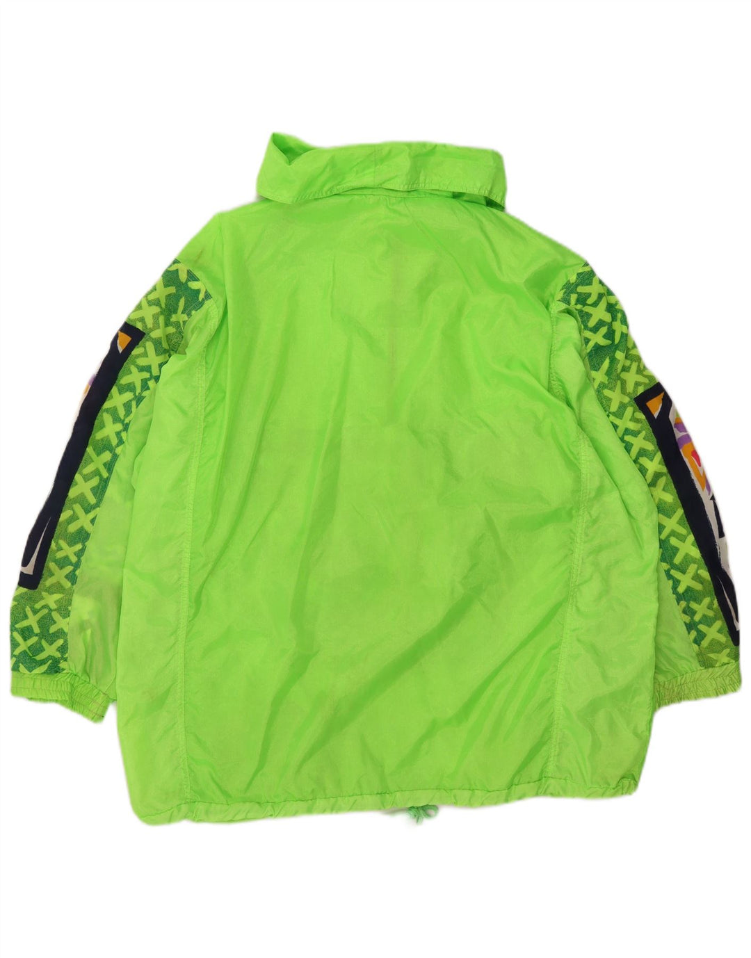 Vintage muška anorak kišna jakna UK 40 veliki zeleni geometrijski poliester