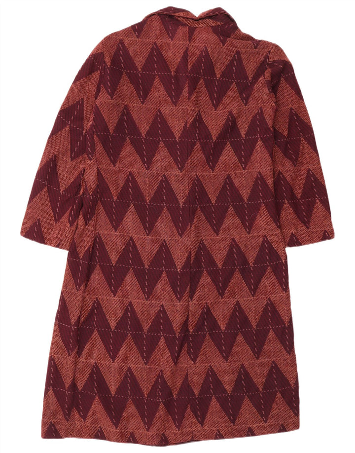 Vintage ženska osnovna haljina 3/4 rukava UK 12 Srednji tamnocrveni Chevron