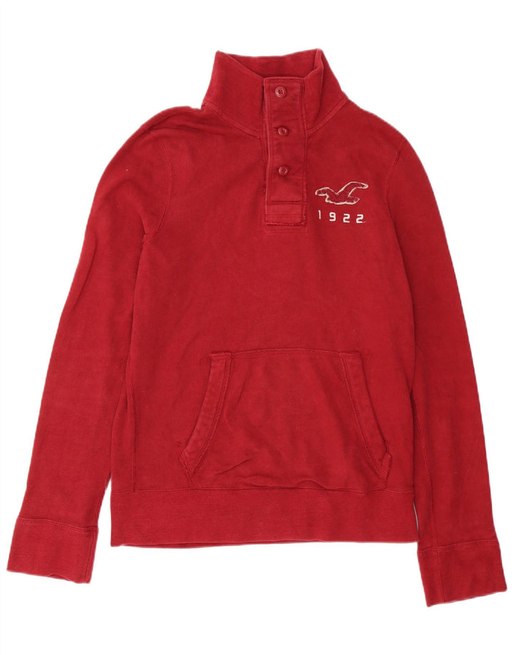 Hollister muška majica s dugmadima i ovratnikom Srednje crveni pamuk