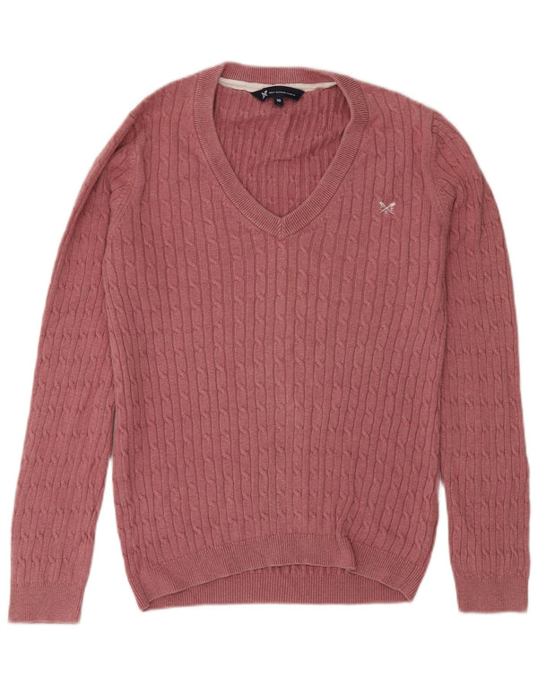 Crew Clothing Ženski džemper s V-izrezom UK 16 Veliki ružičasti pamuk