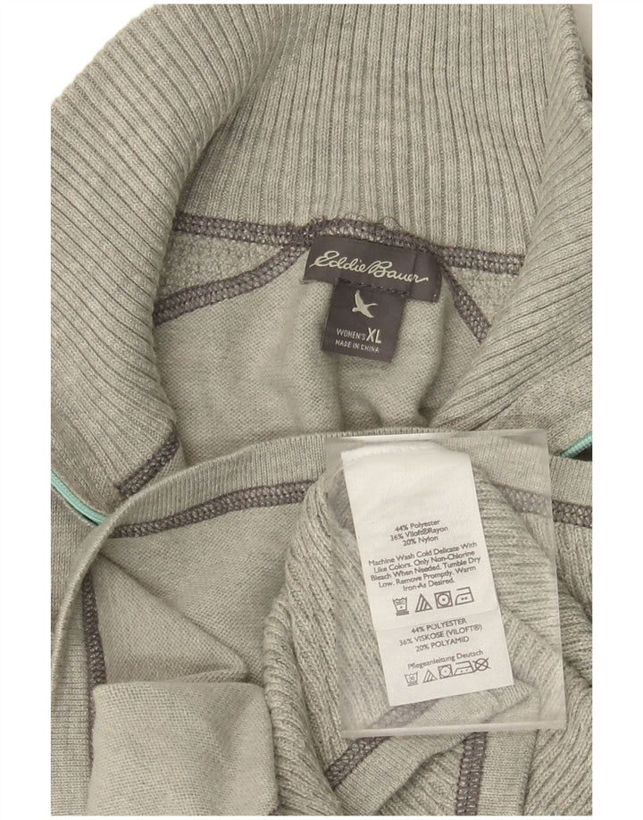 EDDIE BAUER Ženski džemper s izrezom i patentnim zatvaračem UK 18 XL sivi poliester