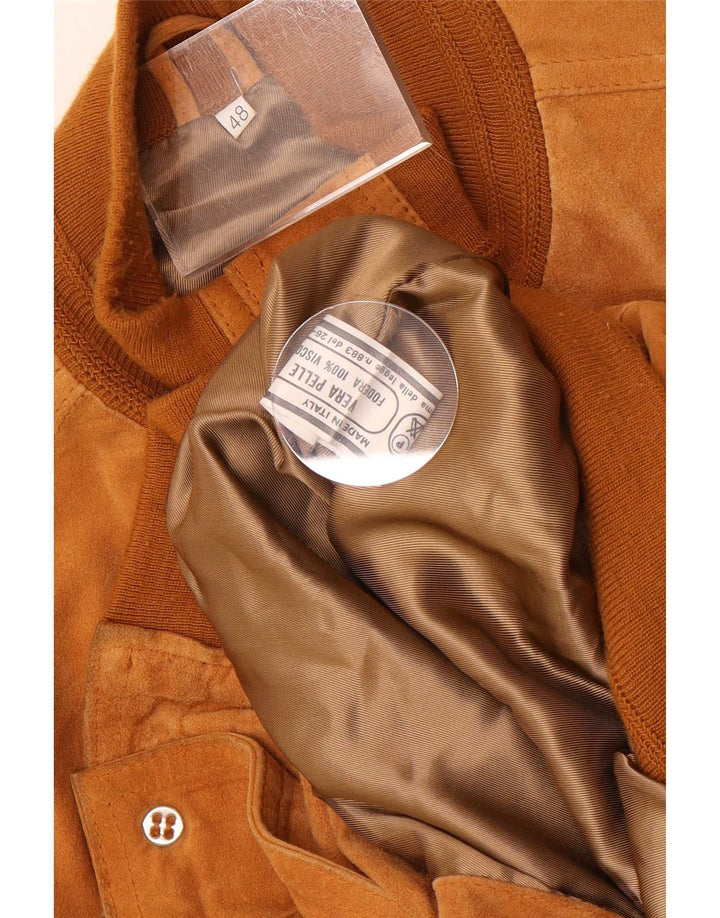 Vintage muška bomber jakna od brušene kože IT 48 srednje bež kože