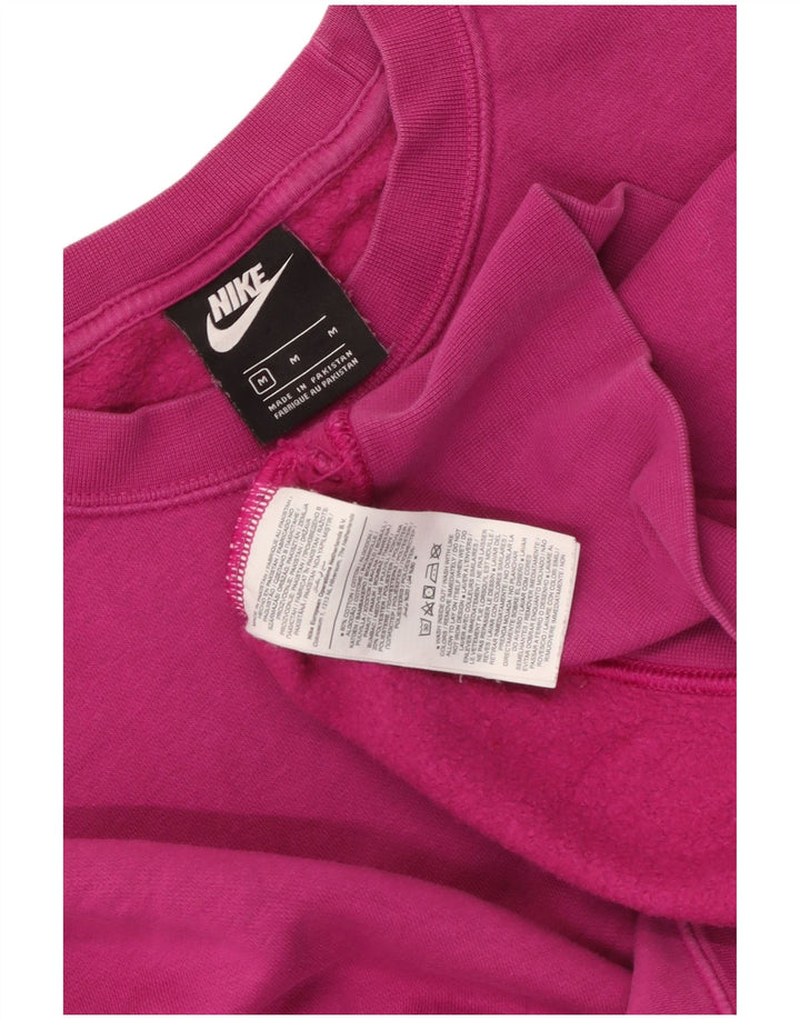 NIKE Ženska skraćena prekomjerna majica s kratkim rukavima UK 14 srednje ružičasti pamuk