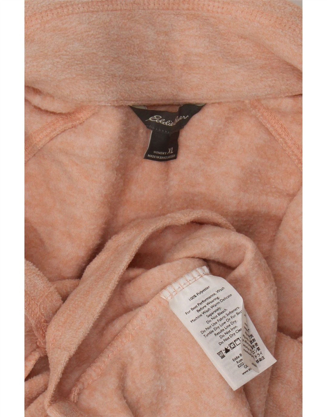 EDDIE BAUER Ženski džemper od flisa s patentnim izrezom UK 18 XL Narančasto s pjegama