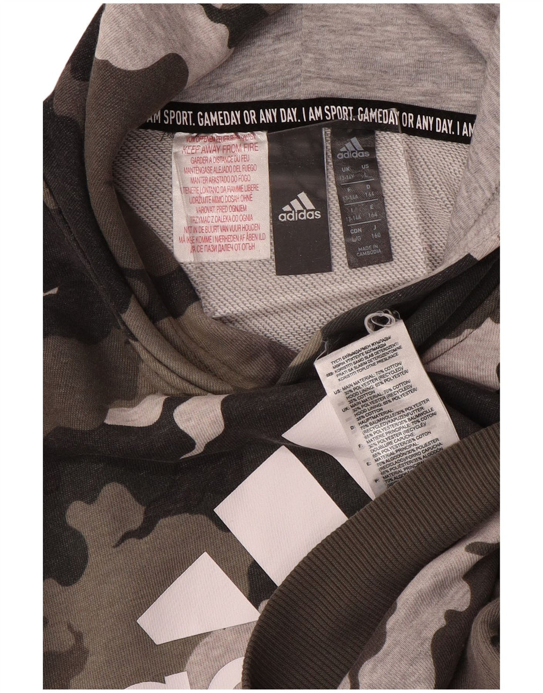 ADIDAS majica s kapuljačom s kapuljačom za dječake, 13-14 godina, smeđa kamuflažna pamuk