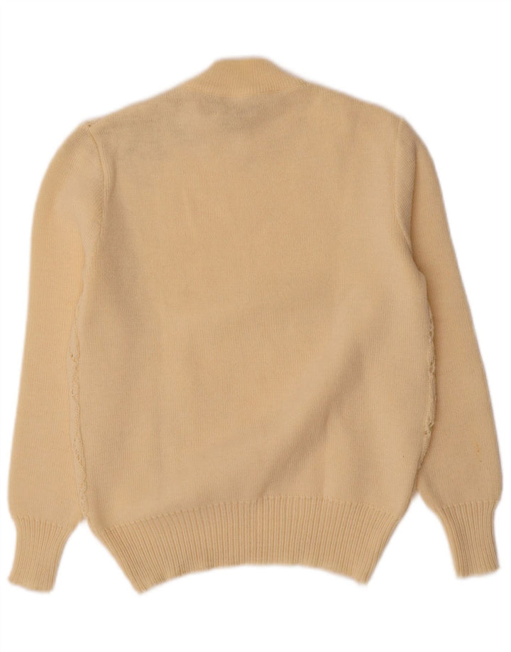 VINTAGE ženski džemper s kornjačičastim ovratnikom UK 10 Small Off White