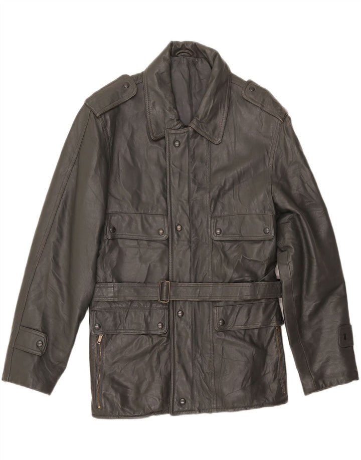 Vintage muška vojna kožna jakna UK 38 srednje siva