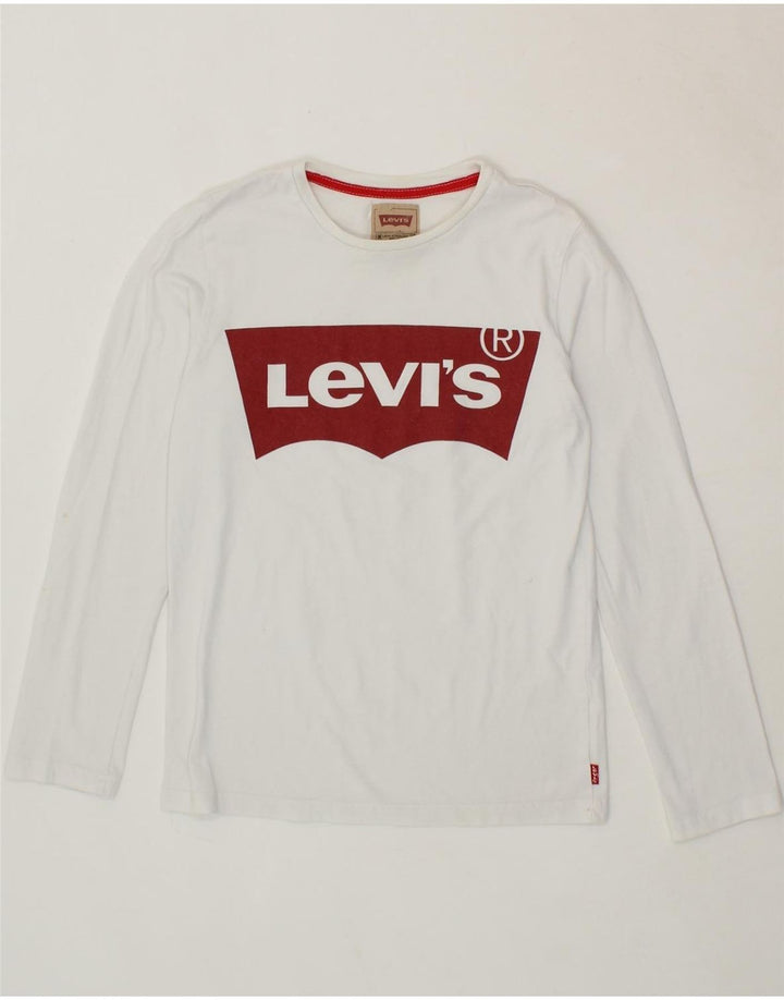 LEVI'S Boys Graphic Top Long Sleeve 13-14 Years White Cotton Vintage Levi's and Second-Hand Levi's from Messina Hembry 