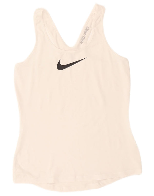 Nike Ženski Dri Fit Graphic Vest Top UK 14 Large White