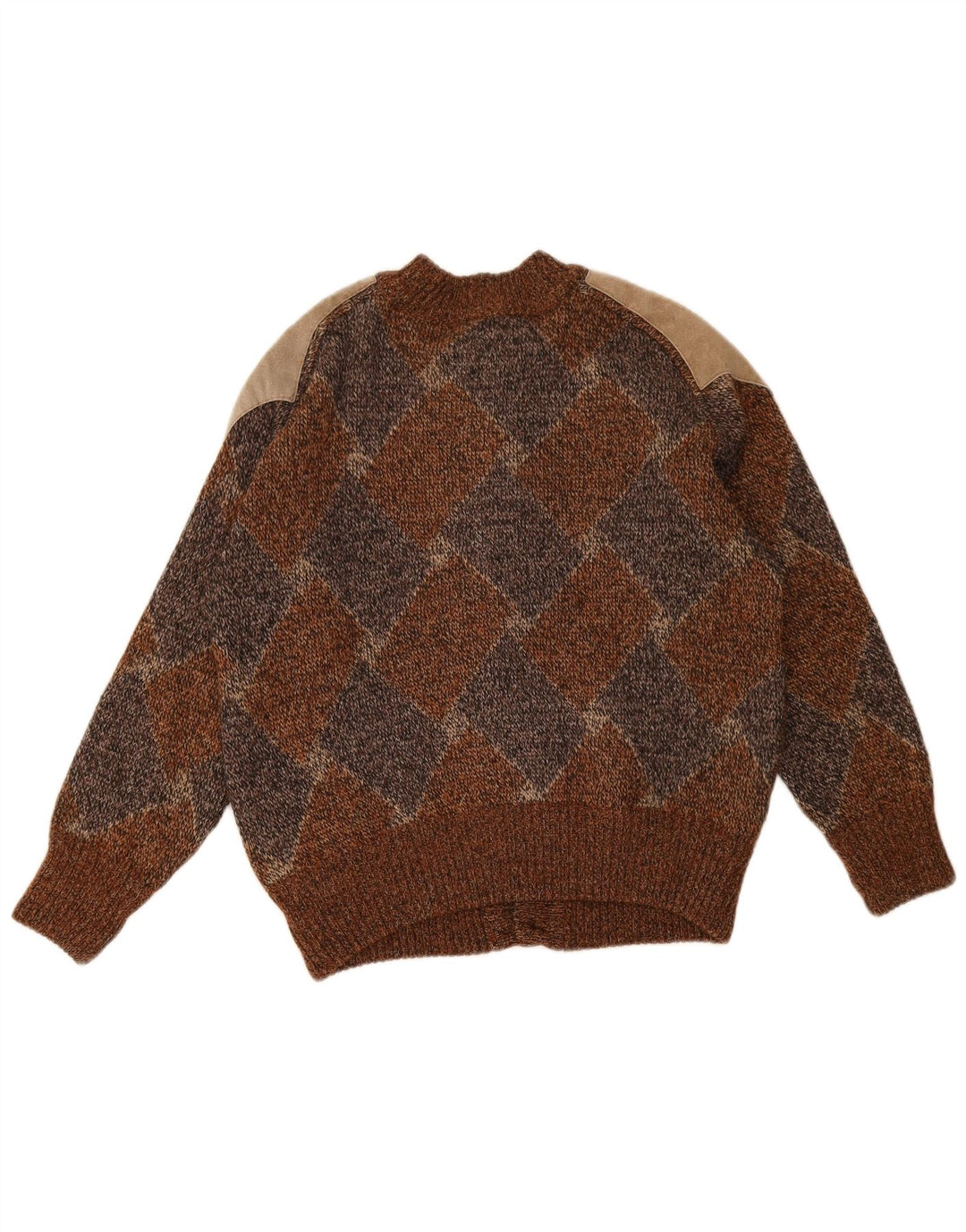 Vintage muški kardigan džemper srednje smeđe boje Argyle/Diamond
