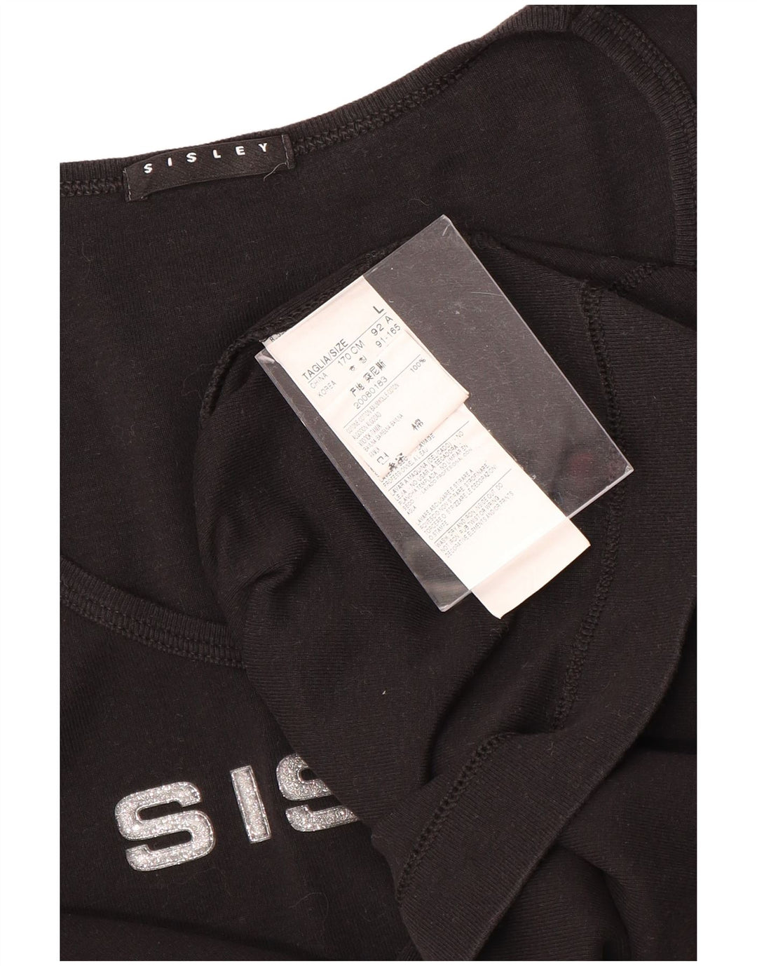 SISLEY Ženska majica s grafičkim motivima UK 14 Veliki crni pamuk