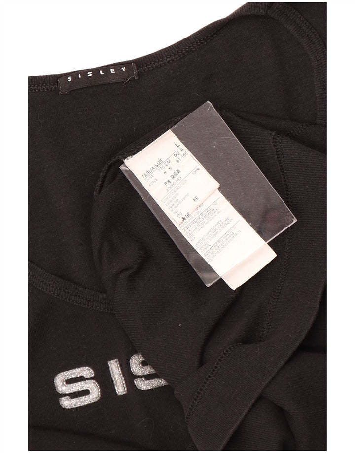 SISLEY Ženska majica s grafičkim motivima UK 14 Veliki crni pamuk