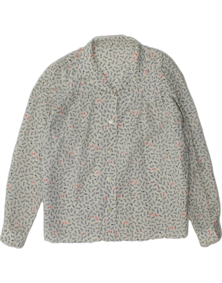 VINTAGE Womens Shirt UK 16 Large White Floral Vintage Vintage and Second-Hand Vintage from Messina Hembry 
