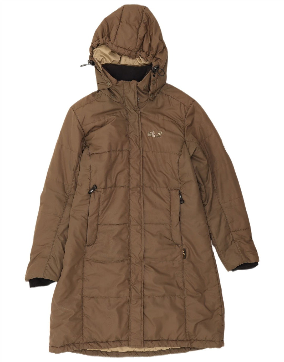 Jack Wolfskin ženski podstavljeni kaput s kapuljačom UK 16 Veliki smeđi poliester
