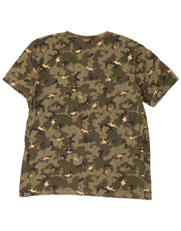 Decathlon Mens T-Shirt Top XL Khaki Camouflage