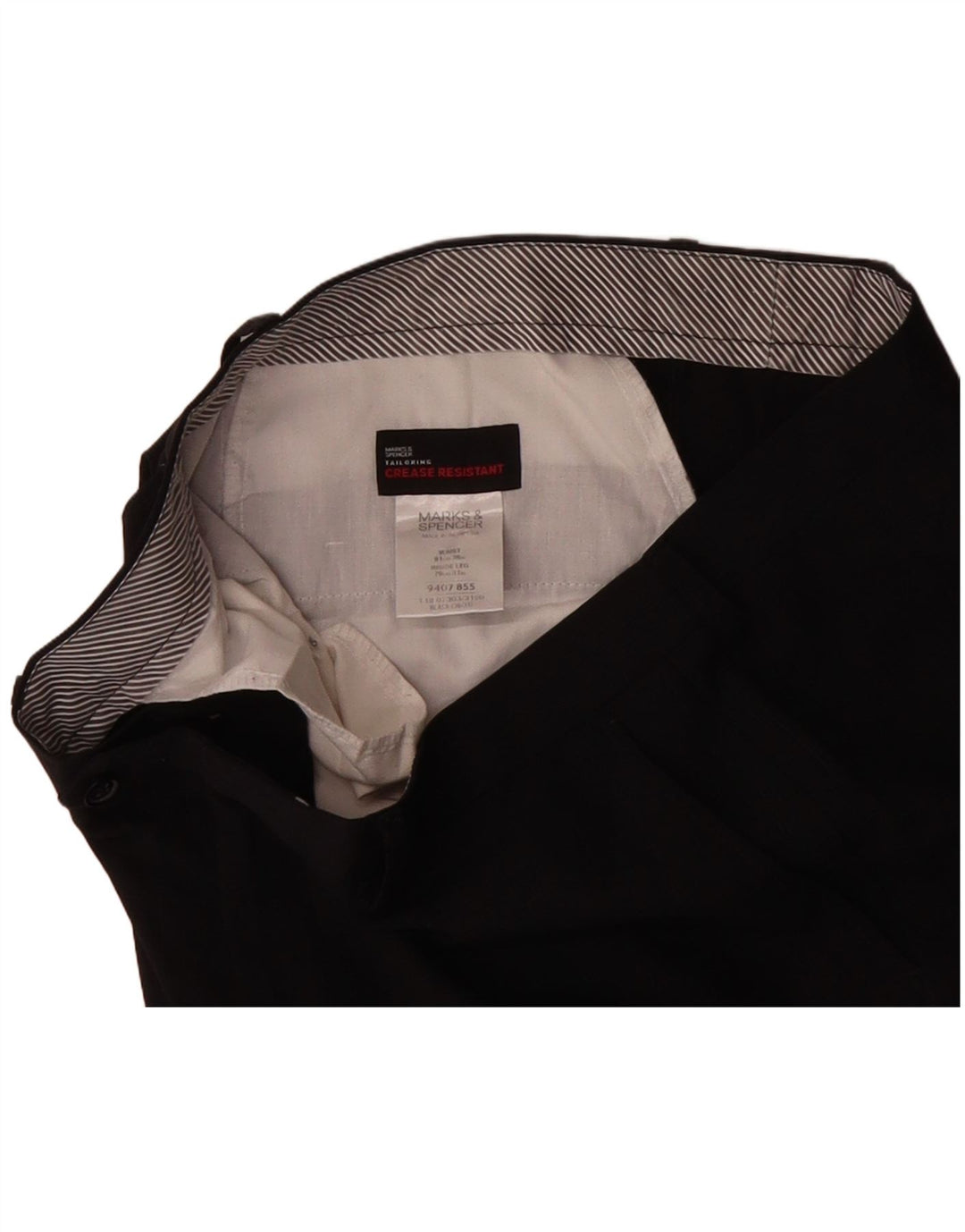 MARKS & SPENCER Mens Straight Suit Trousers W36 L31 Black Polyester