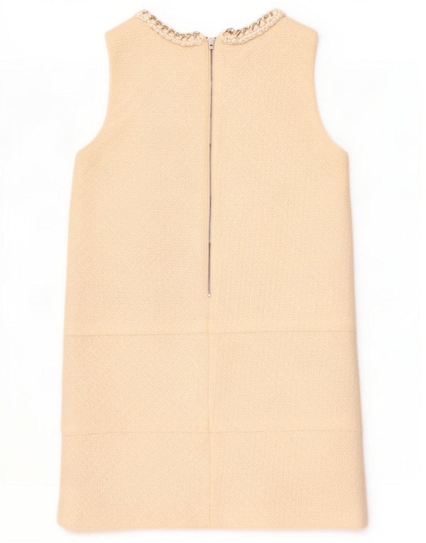 Elisabetta Franchi Womens Sleeveless Shift Dress IT 42 Medium Beige Acrylic