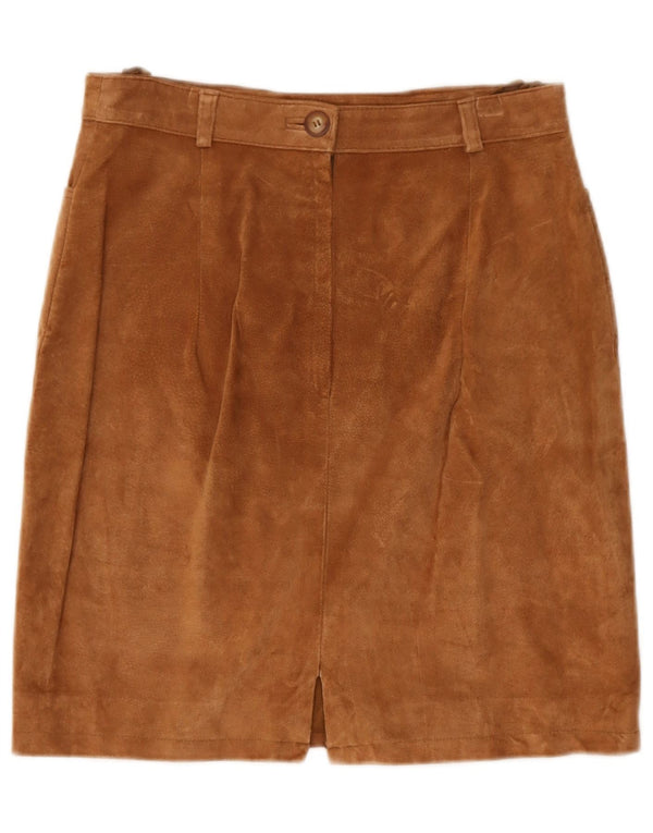 Vintage ženska suknja od brušene kože UK 14 srednje veličine W29 smeđa koža