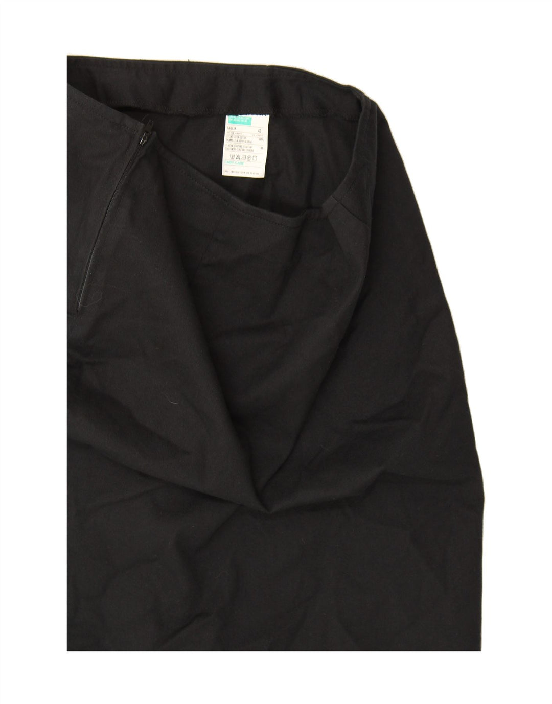 BENETTON Womens Straight Skirt IT 42 Medium W28 Black Cotton Vintage Benetton and Second-Hand Benetton from Messina Hembry 