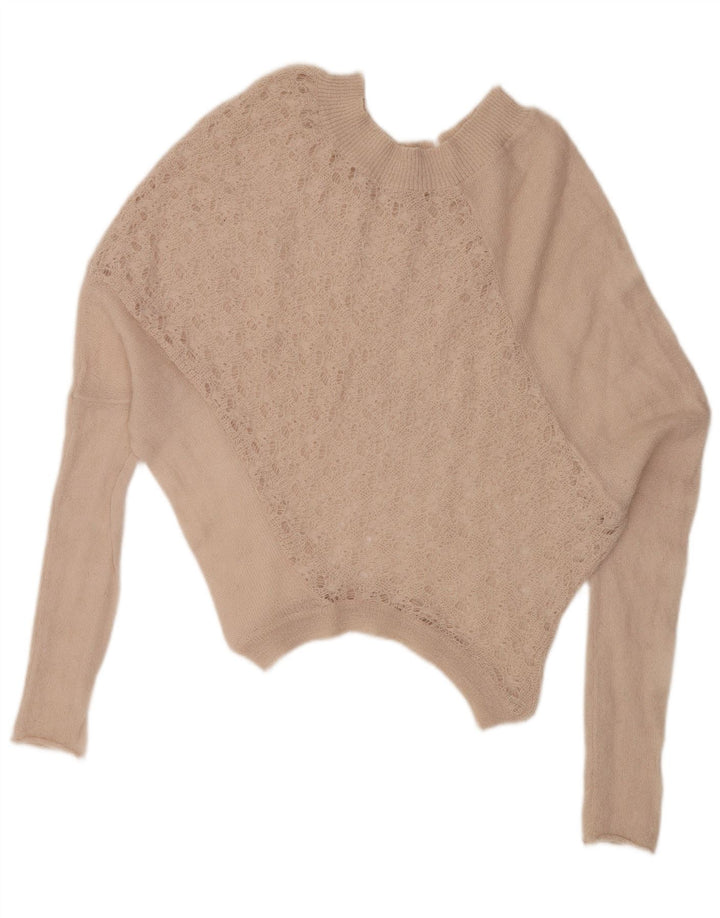 VINTAGE ženski pulover s velikim veznim izrezom UK 16 Veliki bež