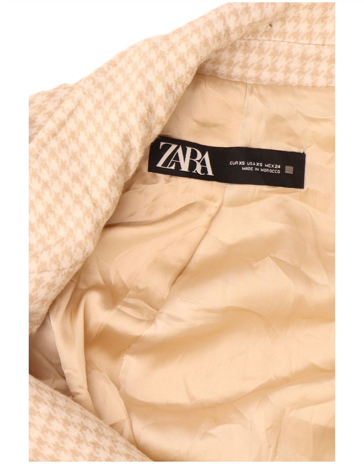 Zara ženska prekomjerna jakna sa 2 gumba UK 6 XS bež houndstooth