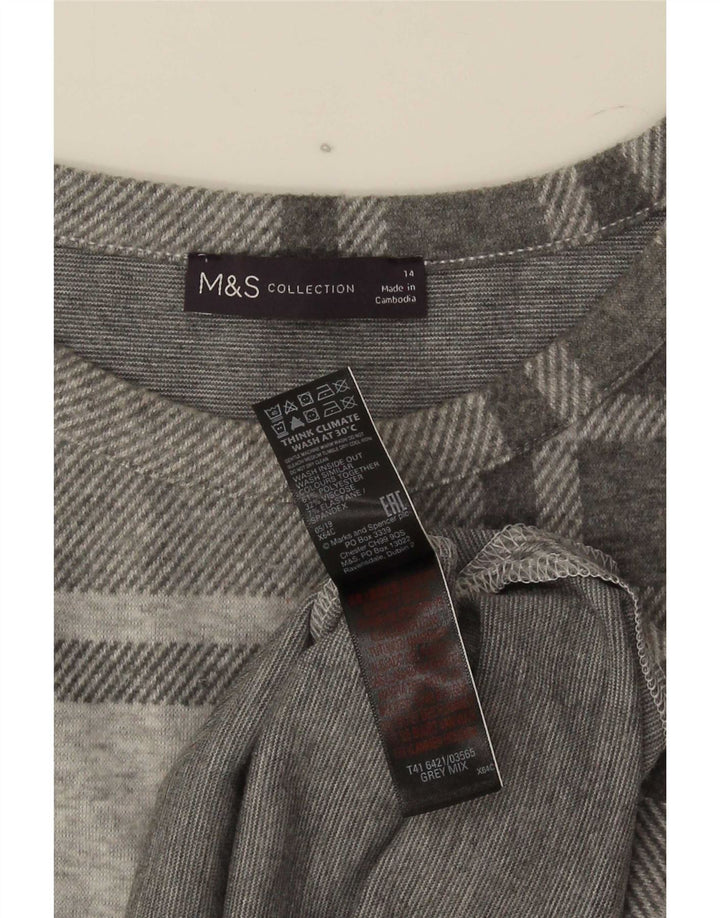 Marks & Spencer Ženska majica dugih rukava UK 14 Veliki sivi karirani poliester