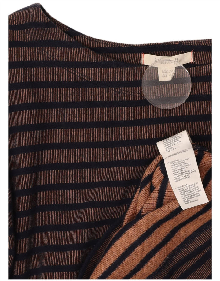 WHITE STUFF Ženska plašt haljina dugih rukava UK 14 Velike smeđe pruge