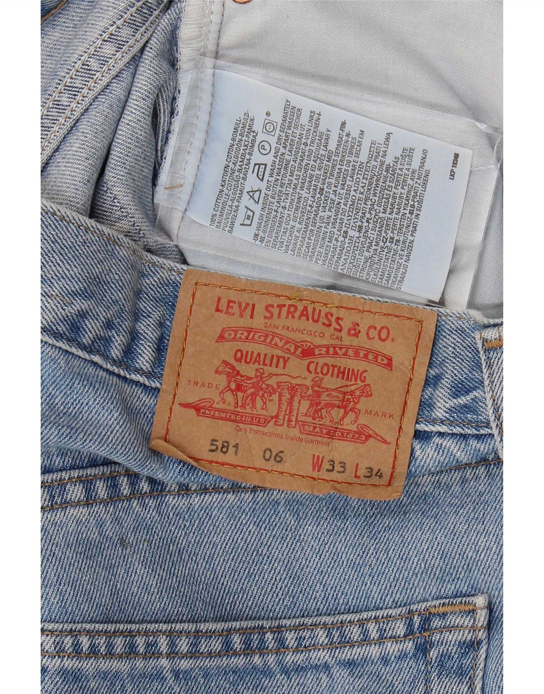 Levi's muške 581 ravne traperice W33 L34 plavi pamuk