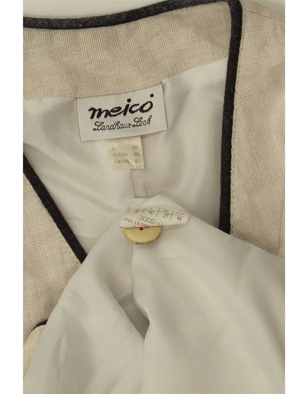 Meico ženski prsluk UK 14 Srednje bijelo platno