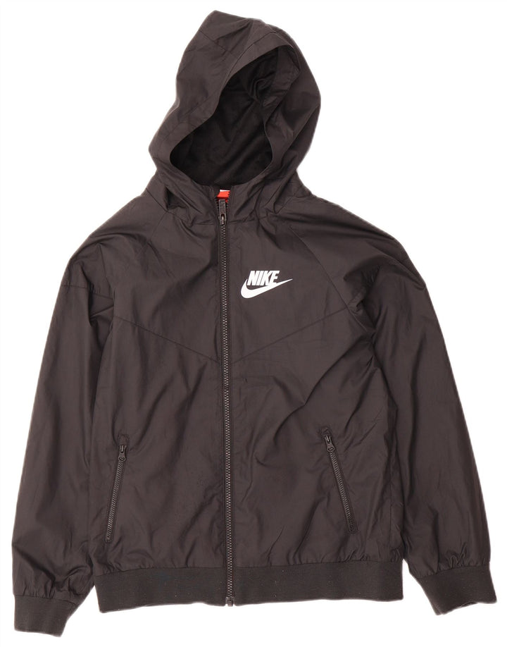 Nike ženska kišna jakna s kapuljačom UK 12 srednje crne boje od poliestera