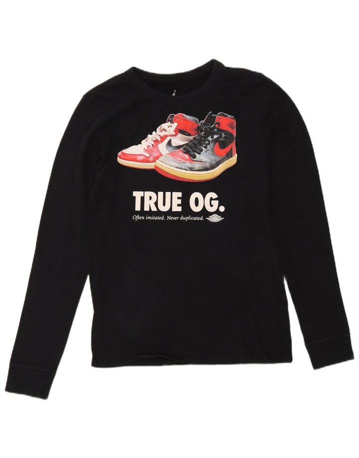 Jordan muška majica dugih rukava s grafikama, mala, crna pamučna