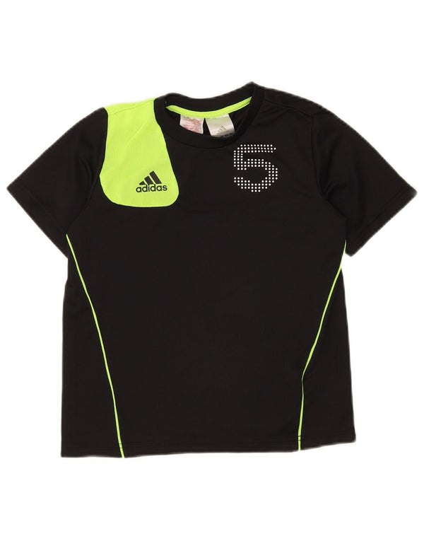 Adidas Boys Graphic T-Shirt Top 9-10 Years Black Colourblock Polyester